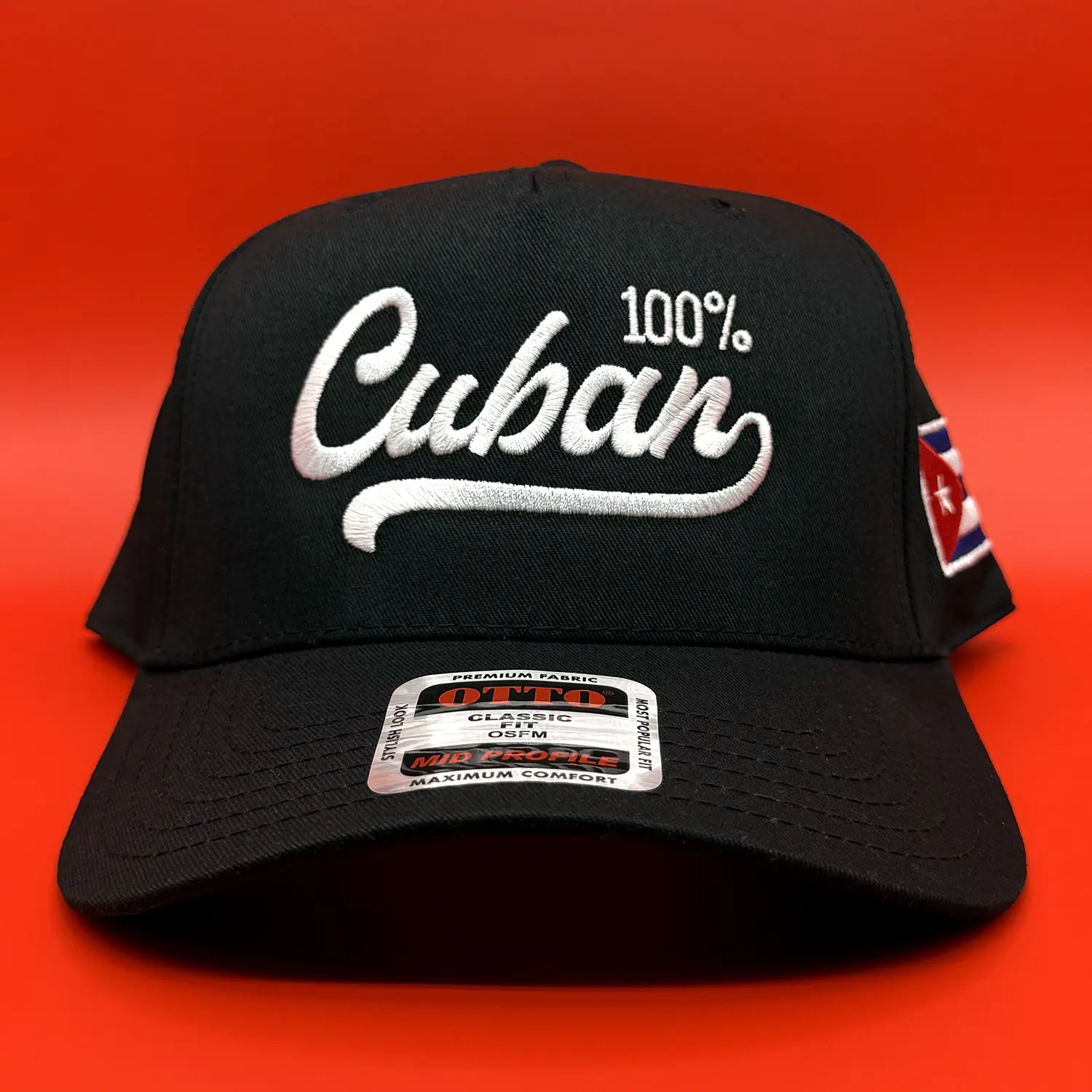 Unisex 100% Cuban Classic 5-Panel Embroidered Snapback Cap - Adjustable Streetwear Hat, Black, Fashionable & Functional