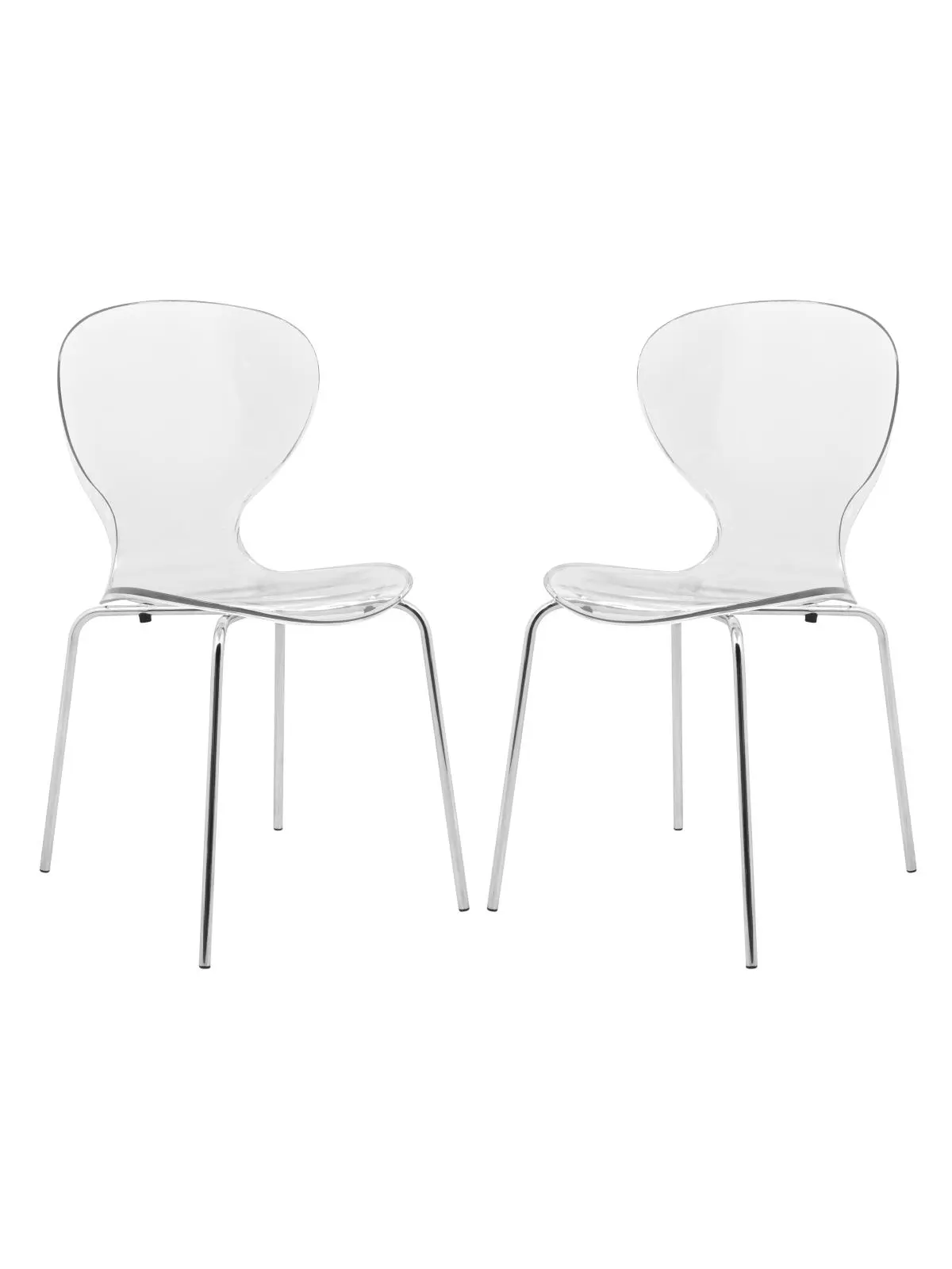 LeisureMod OC17CL2 Modern Oyster Transparent Side Chair, Clear - Set of 2