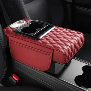 Universal PU Leather Car Armrest Pad, Pocket and Elbow Support, Scratch Protection, Storage Design, Compatible with Multiple Vehicle Models, Car Accessories
