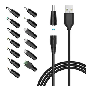 5V Universal DC Power Cable, USB to DC Charging Cord with 13pcs Adapter Plugs for Webcam Router, Recorder, Bluetooth Speaker, Scanner, DVR, Hard Disk Box, USB-HUB etc.