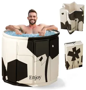 Foldable Portable Bathtub for Adults – 2-in-1 Hot & Cold Plunge, 105-Gal Large Capacity Collapsible Bathtub Adult, 6-layer Insulated Portable Soaking tub - Space-saving Design