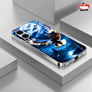 Suitable for [iPhone 16 Plus] Light luxury crystal eagle pattern and scorpion glass electroplated mobile phone case, exquisite and gorgeous 995
