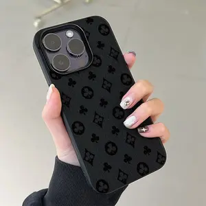 Fashion Luxury Letter Logo Design Phone Case, Features Uneven Surface, Imitation Leather Texture,  Compatible with iPhone 17 16 15 14 13 12 11 PRO MAX PLUS, AIR and iPhone X XS MAX Models,Anti-Slip and Anti-Drop, Utilizes UV Printing Technology.