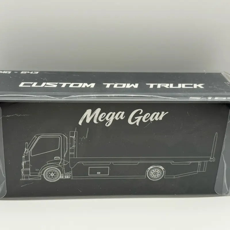 1/64 Mega Gear H300 Custom Flatbed Tow Truck Skeleton Dinosaur (Black & White) Diecast Car Model