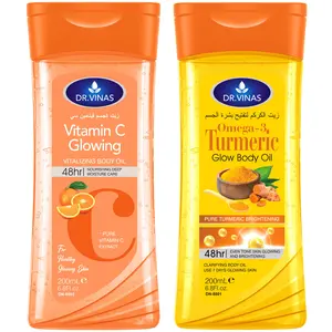 Vitamin C Body Oil Set, Turmeric Omega-3 Glow, Moisturizing Skin Care, Suitable for All Seasons, Travel-Friendly, for Body, Face, Hands, Lips, Eyes