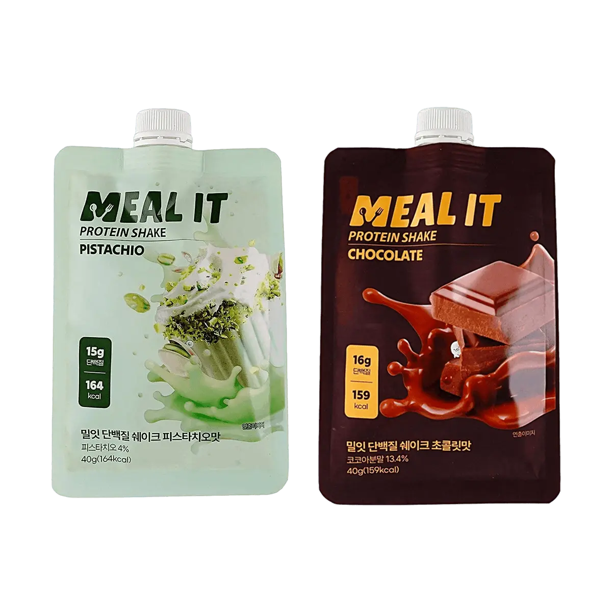 MEAL IT Korean Meal Replacement Protein Shake Powder - Chocolate & Pistachio Flavors - 2 Pack Value Bundle