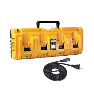 DCB104 Dewalt Universal 12V/20V 4 Ports Charger,Replacement For Dewalt 12V and 20V Battery Charger Station,4 battery ports and 2 USB ports with LED safety indicator,Simultaneous and Efficient Charging of 4 Batteries