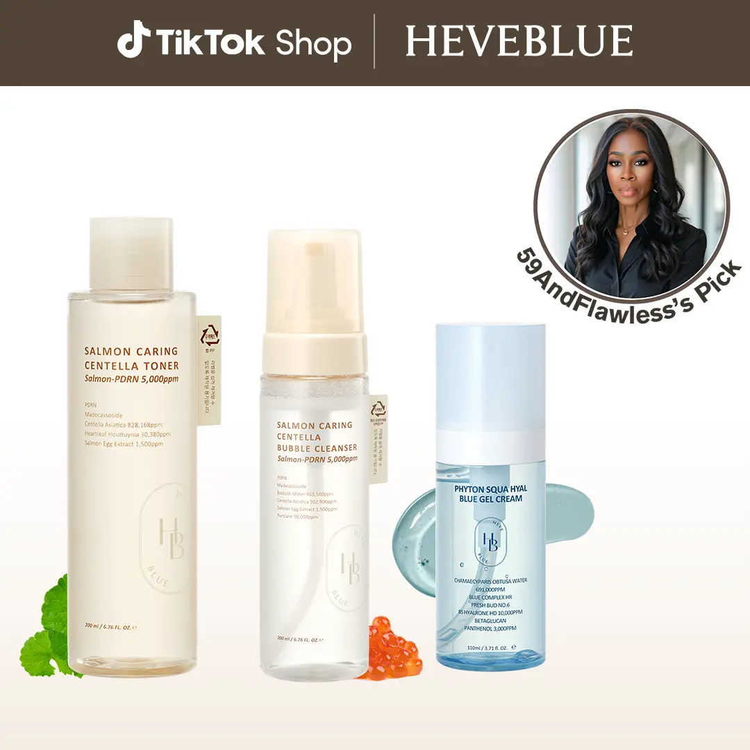 HEVEBLUE @59AndFlawless’s Pick | Daily Hydration Reset Bundle | Centella Toner + Bubble Cleanser + Blue Gel Cream | Cleansing, Hydration & Cooling Care Set