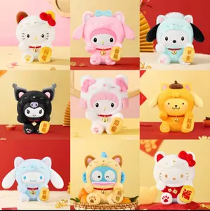TOP TOY Sanrio Characters Lucky Cat Series Plush Charm Blind Box, Cute Fortune Hanging Doll & Kawaii Collectible, Adorable Gift for Sanrio Lovers