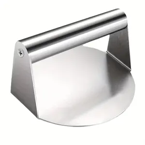 Stainless Steel Hamburger Press - 4.7-inch Non-stick Crushed Burger Press for Making Perfect Beef Burgers, Mini Burgers, and Vegetable Patties. Features a flat surface for even meat pressing, ideal for barbecues, griddles, and camping.