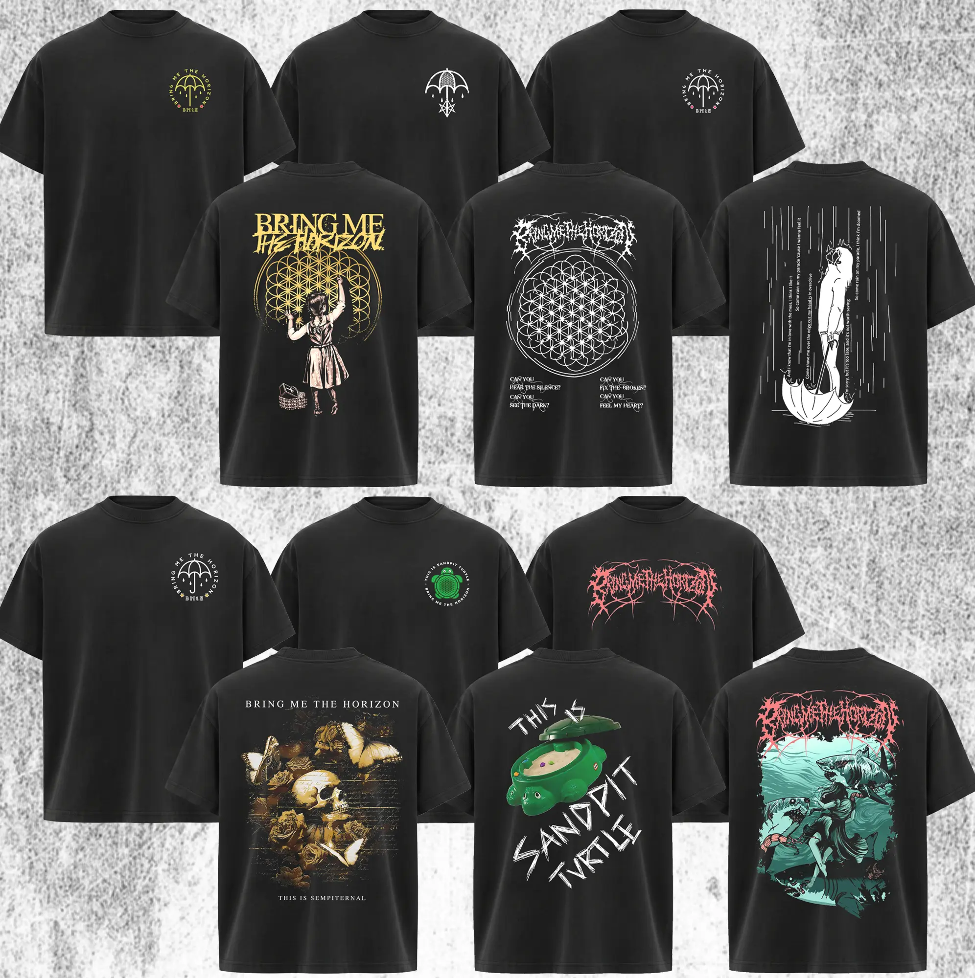 [Collection] Bring Me The Horizon (BMTH) Short-Sleeve Cotton Fabric Casual Fit Unisex Rock Band Graphic Tee, Vintage Concert Apparel, Music Lover Gift (Men's Tops)