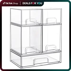 [Video Only] Vtopmart Stackable Storage Drawers Set of 5&8 Clear Plastic Organizer Bins for Nursery Bottles Beauty Supplies Vanity Bathroom Cabinet Pantry, Multi-Size Flexible Design BPA-Free Safe, DealsForYouDays (Mid Year Sale Restock), DFYD