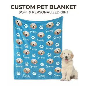 StellarPaws Personalized Pet Photo Blanket Custom Dog Cat Blanket with Name Cozy Flannel Throw for Everyday Use Perfect Gift for Pet Owners