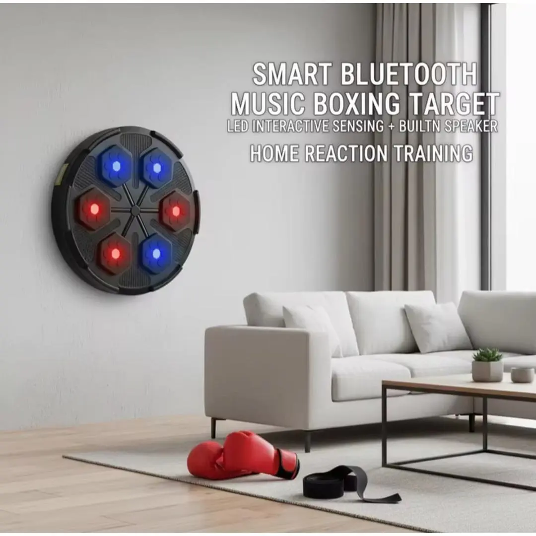 Smart Bluetooth Music Boxing Target with LED Interactive Sensing and Built-in Speaker for Home Reaction Training