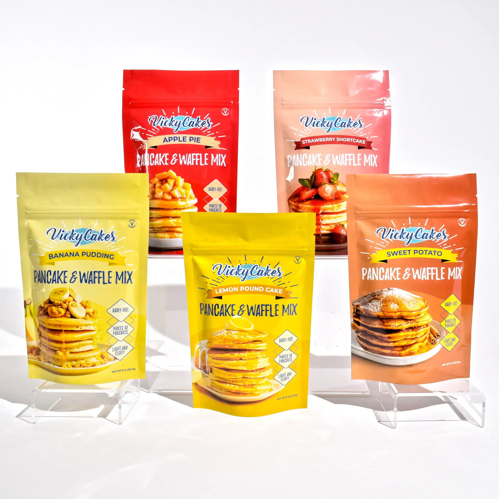 5 Pack Dessert Flavors Pancake Mix Bundle (Lemon Pound Cake, Strawberry Shortcake, Apple Pie, Banana Pudding & Sweet Potato)