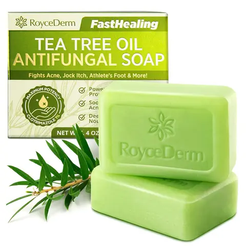 Roycederm Tea Tree Essential Oil Cleansing Bar - Tea Tree Oil Skincare Cleanser for All Skin Types, Antibacterial Body Care, Acne & Back Acne Treatment, Antifungal Fungal & Ringworm Care