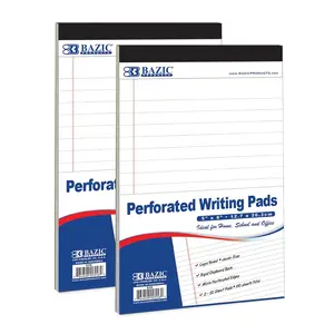 BAZIC Products Perforated Writing Pad, 50 Sheets 5x8 Inch, White Jr. Lined Ruled Memo Writing Pads Note Paper for Office School Student, Total 2 Count