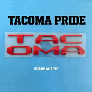 3D Tailgate Letters for Tacoma 2024-2026 | Red Emblem Badge | No-Drill Peel & Stick | ABS Weatherproof
