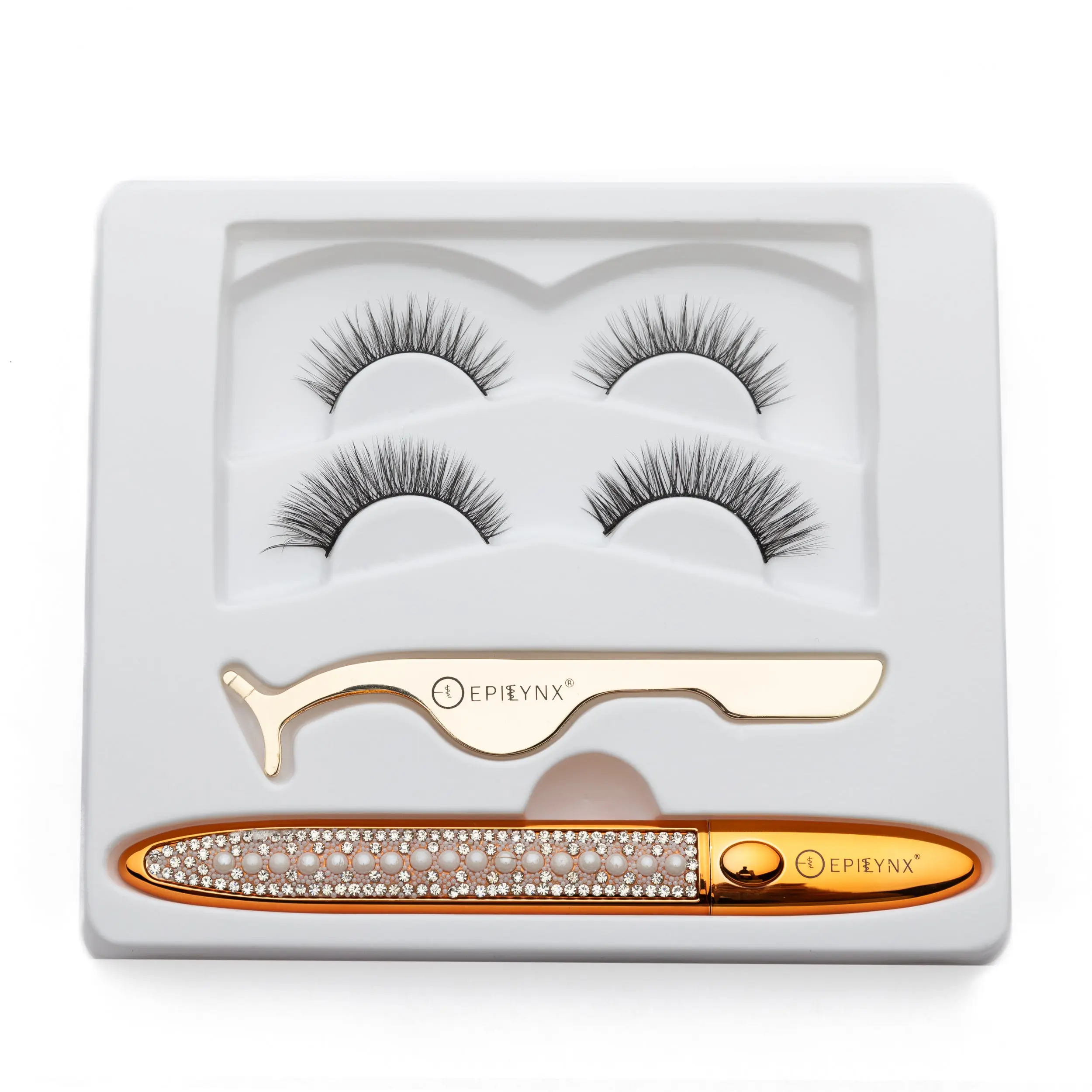 No-Glue False Eyelashes Kit for Beginners - 2 Pairs Reusable, Gluten-Free, Vegan, Allergy-Friendly, Waterproof, Long-Lasting Set with 10ml Aqua Black Eyeliner Pen, Mascara for Natural & Dramatic Looks