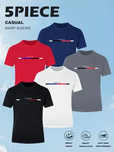 Men's Casual Sport Short Sleeve Set, Running, Gym, Training Wear, Fashion Striped Design, Sporty Style, Soft Breathable Quick-Dry Fabric