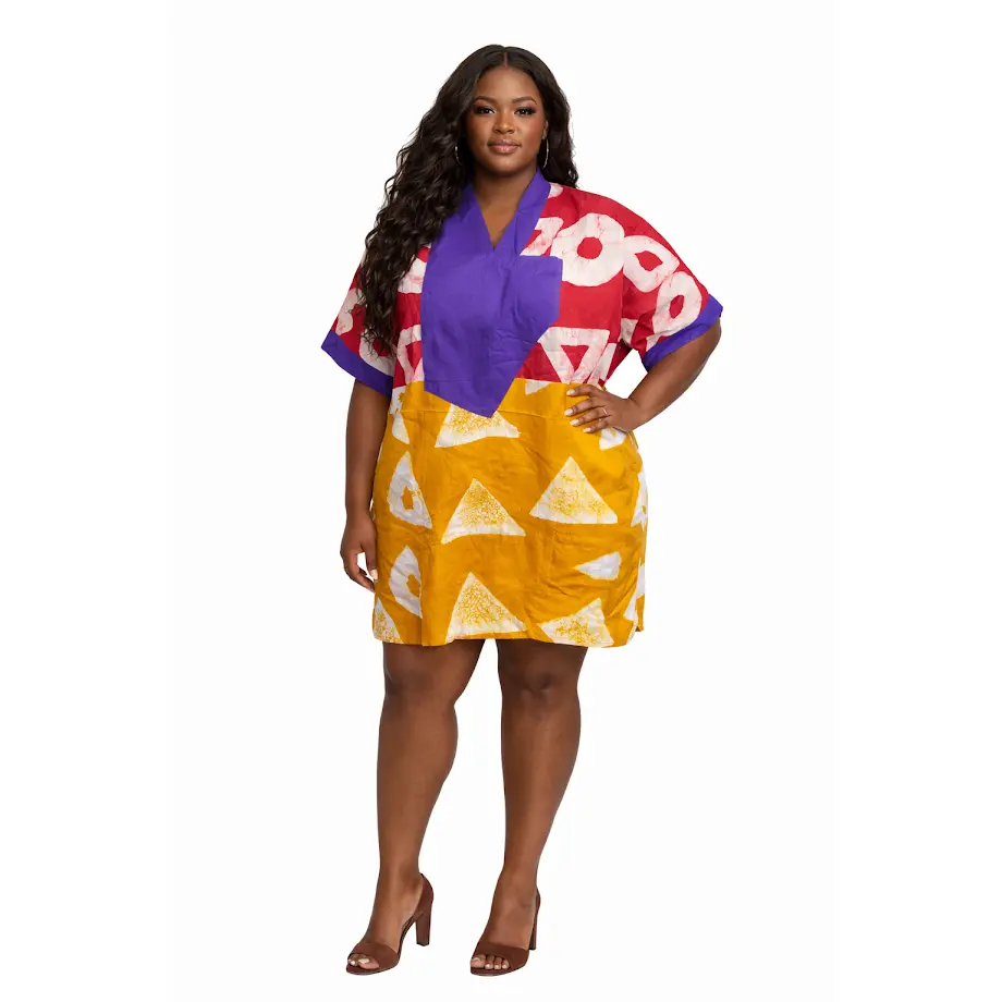 Women's Custom-Fit Hand-Made Batik 1-Piece Short Dress - Traditional African Craft Cloth, Casual Wear, Social Gatherings Garment, One Piece