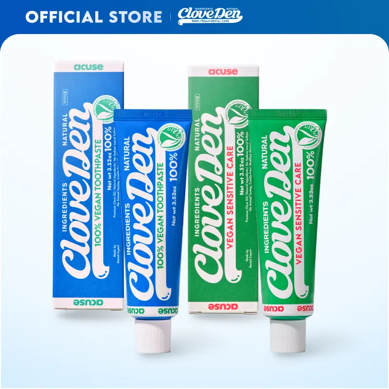 CloveDen Sensitive & Gum Care Toothpaste Duo - 2 Tubes (3.52oz Each), Korean Oral Care, Gentle Cleansing Mint Paste, SLS-Free, Potassium Nitrate Relief, Hydroxyapatite Daily Formula, Vegan Safe
