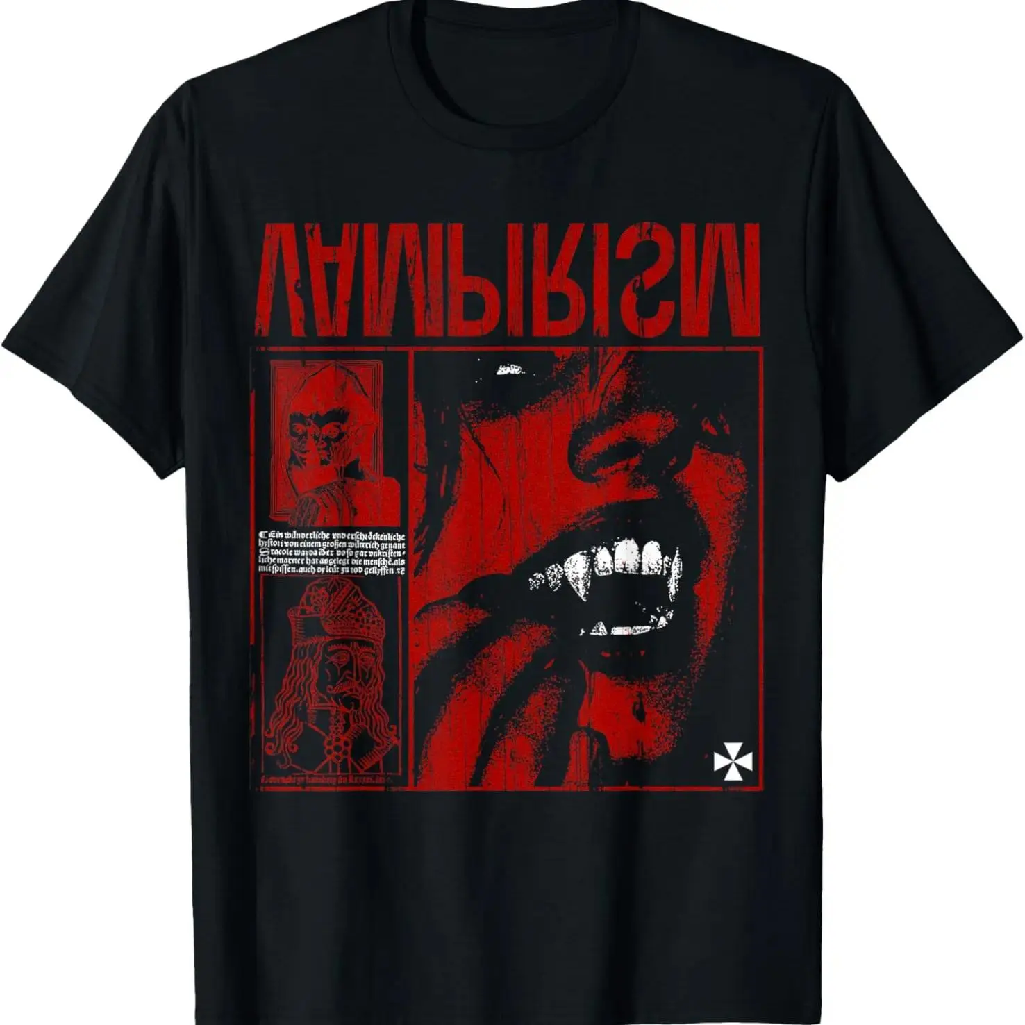 Dark Gothic Black and Red Vampire Emo Y2K Grunge Streetwear T-Shirt Dark Gothic Black and Red Vampire Emo Y2K Grunge Streetwear T-Shirt