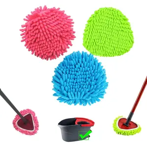 3 PCS Spin Mop Heads Replacements Compatible  1 Tank System Chenille Mops Duster Pad Washable Dust Refills Green Blue Red