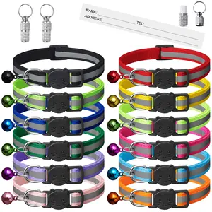 14 Pack Breakaway Cat Collars with Bells,Reflective Safety Kitten Collar,Ideal for Girl Cats Boy Cats,with Name Tag,Adjustable,Pet Supplies,Accessories