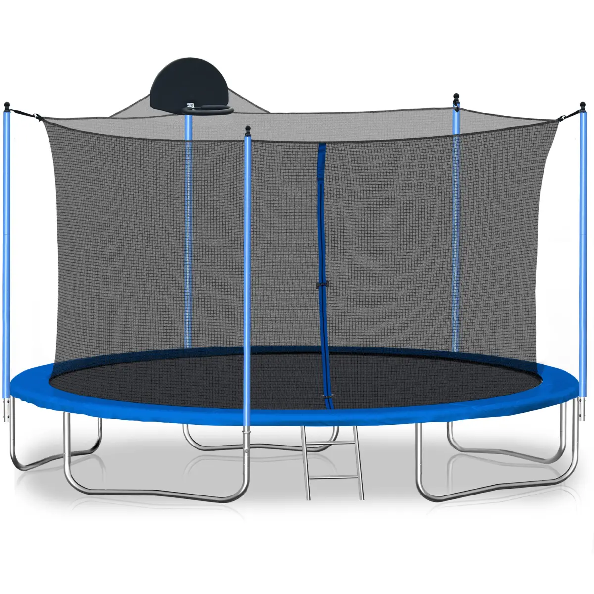 [Fahuac] 12ft Trampoline with Backboard & Enclosure - 70 Springs, 200LB Capacity, for Kids.