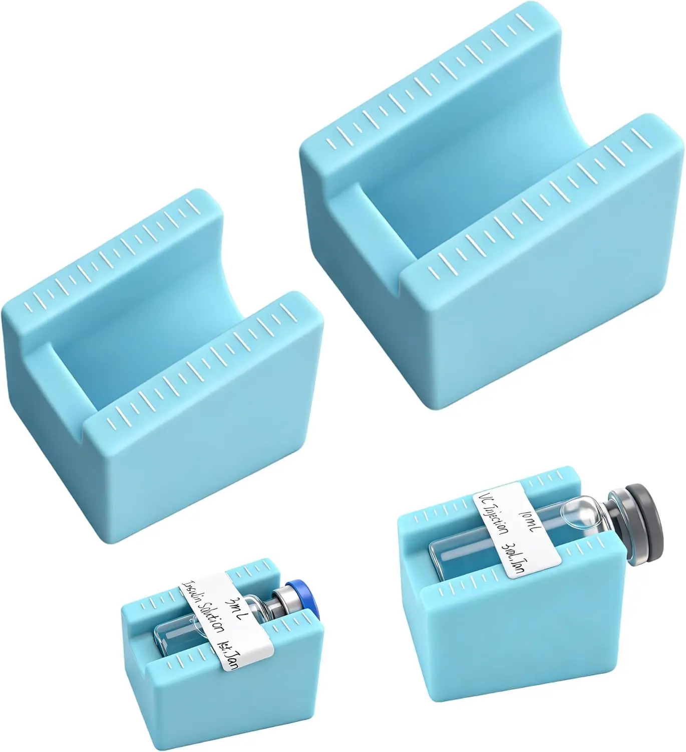 2 Pack Peptide Vial Label Applicators for 2ml/3ml & 5ml/10ml Vials, Time-Saving Handheld Sticker Alignment Tool for Lab & Home Organization (NO Vials & Sticker Included)