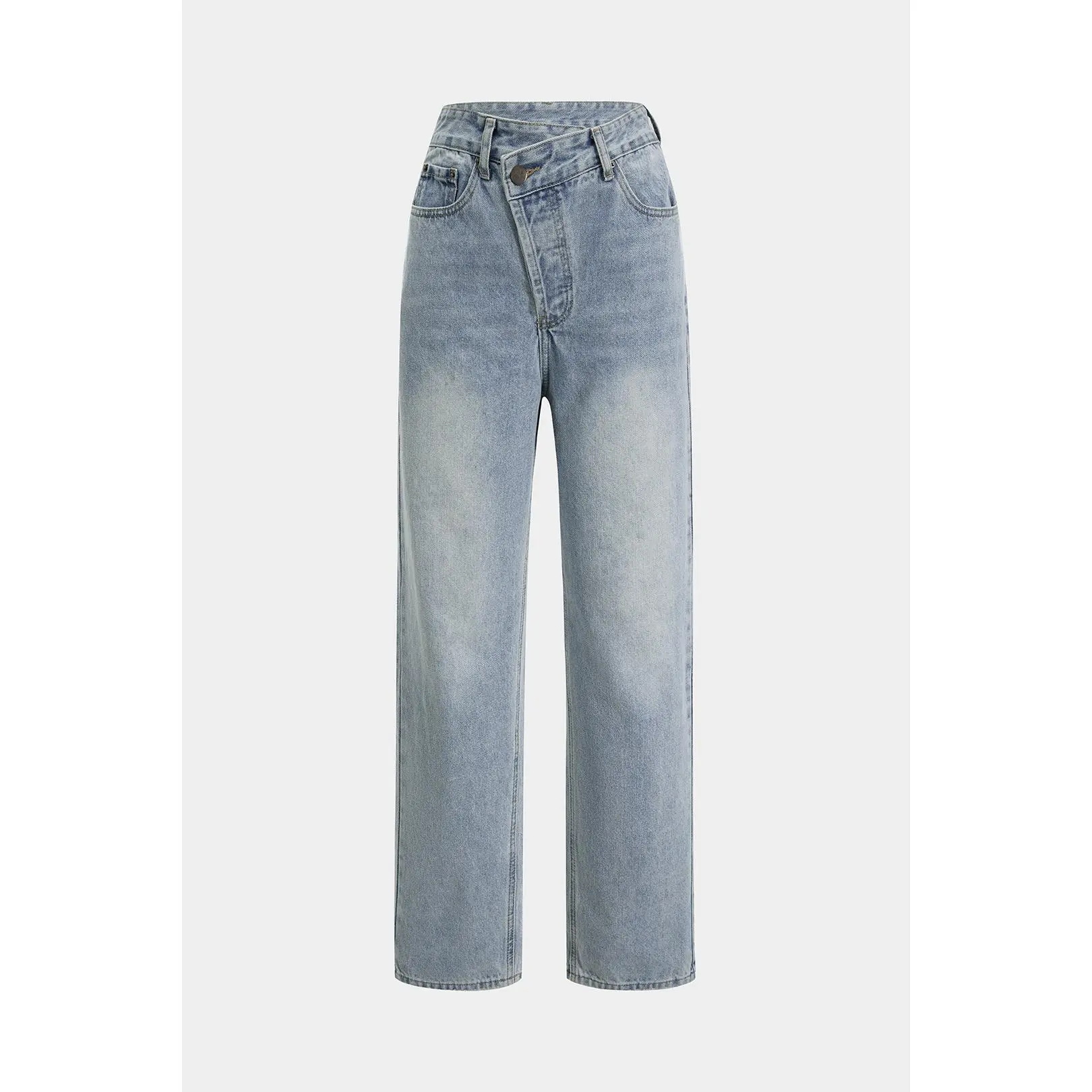 Asymmetric Waist Straight Leg Jeans Asymmetric Waist Straight Leg Jeans