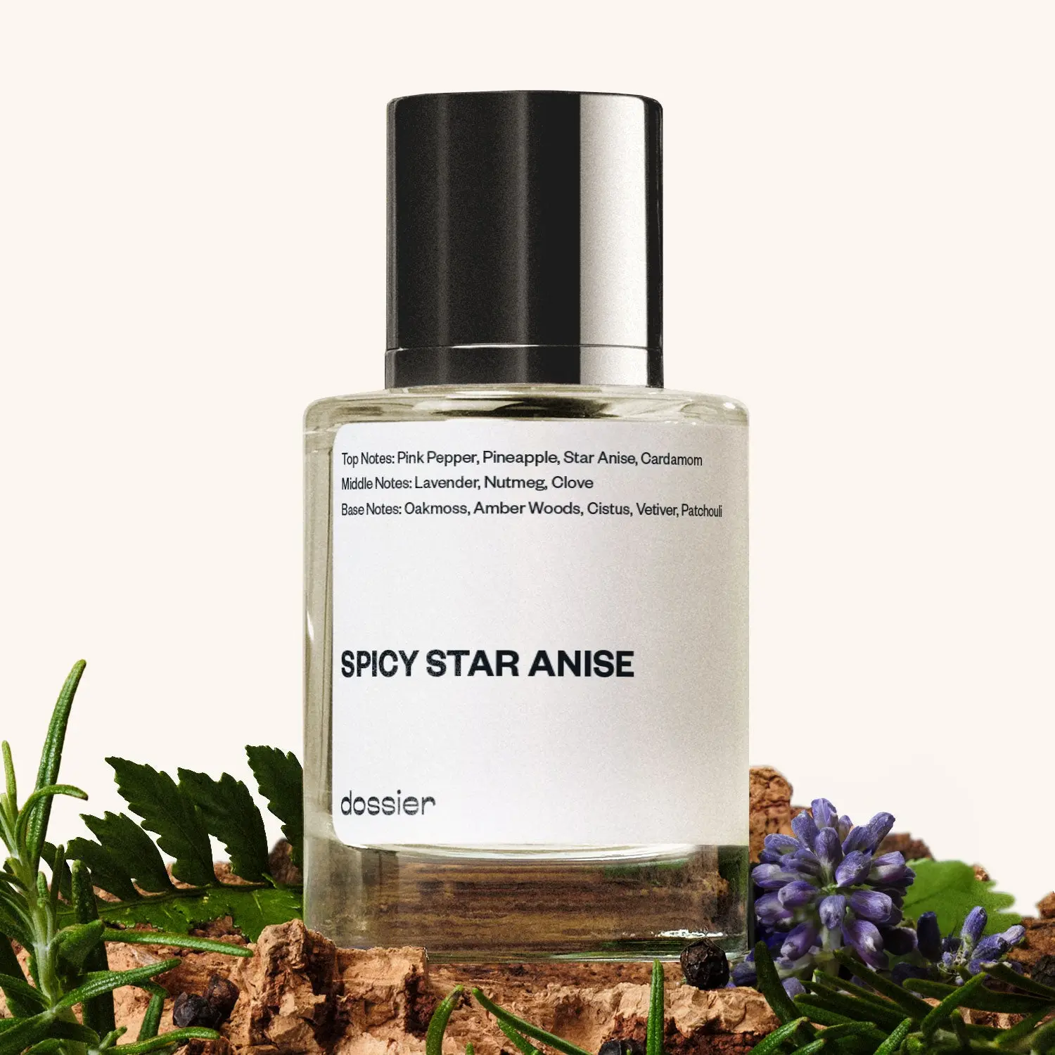 Spicy Star Anise, Dossier, Men Perfume, Eau de Parfum, 50ml, Pink Pepper, Pineapple, Star Anise, Cardamom, Lavender, Clove, Oakmoss, Vetiver