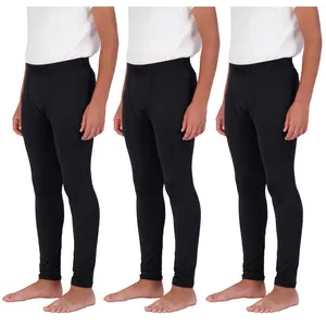 Real Essentials 3 Pack: Youth Boys Compression Pants Leggings Tights Baselayer Cold Gear Sports Football Basketball