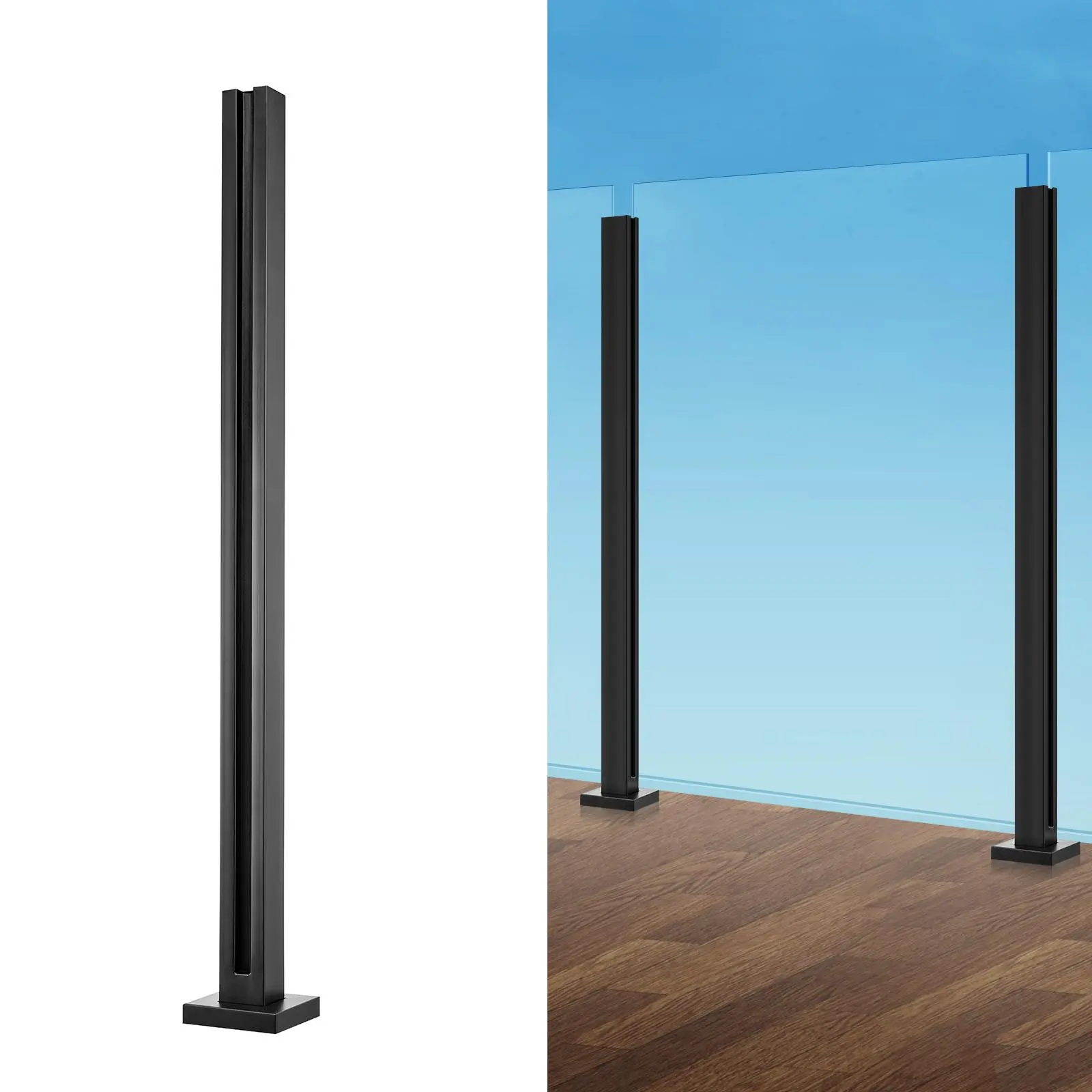【SummerFinds】VEVOR Glass Clamp,  , 37.4" Height Glass Railing Bracket for 0.39 "-0.47 " Thickness Tempered Glass, 304 Stainless Steel Glass Mounting Clamp, Glass Shelf Bracket for Balcony, Garden, Deck, Stair, Black
