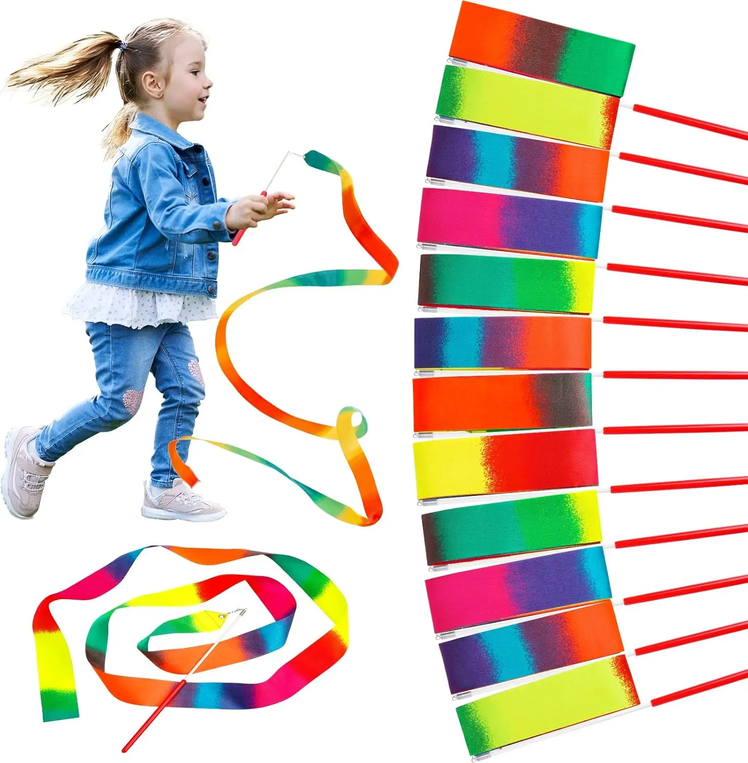JoyCat Silky 200cm Dance Ribbons, 12/24-Pack Unisex Kids Party Favors Assortment, Goodie Bag Stuffers, Gymnastics Gifts, Wedding Decor Supplies, Party Bag Fillers