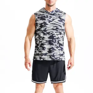 NELEUS Men’s 3 Pack Camo Sleeveless Hooded Workout Vests, Athletic Tank Tops