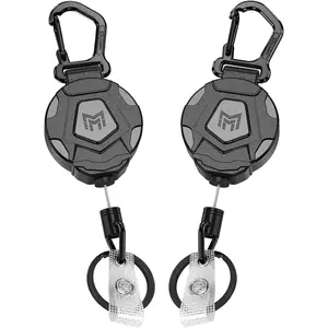 MNGARISTA 2-Pack Retractable Keychain - Heavy Duty Carabiner D-Clasp Badge Holder, Compact String-Tether ID Badge Reel with 31.5" Steel Retractable Cord, 8.0 oz Keychains, Compact Keychain Keychains, D-Clasp Keychains
