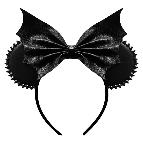Bat Ears Handmade Mouse Ears Sequined Bow, (Classic Black—pearl white)