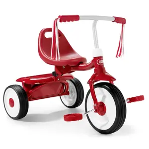 Radio Flyer Fold 2 Go Toddler Kids Tricycle, Folding Trike with Storage Bin, Red