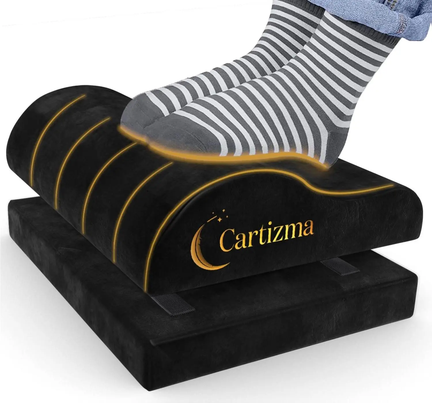 Cartizma Ergonomic Under-Desk Footrest - Adjustable Angle, Cushioned Memory Foam Stool with Washable Cover, Anti-Slip Design for All-Day Relief, Improved Posture (Office, Home Use) | Comfortable Ergonomic Anti-Slip Footrests, Adjustable Angle Footrests