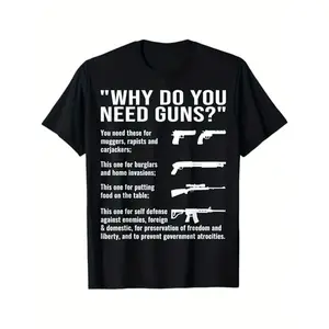 Men's Funny Gun Rights T-Shirt - Sarcastic 2nd Amendment Tee with Rifle Graphics - Black Shirt for Gun Lovers - Breathable Cotton Shirt - Machine Washable Loose Fit Top for Shooting Range & Political Events, Casual  double print  Vintage Metalcore