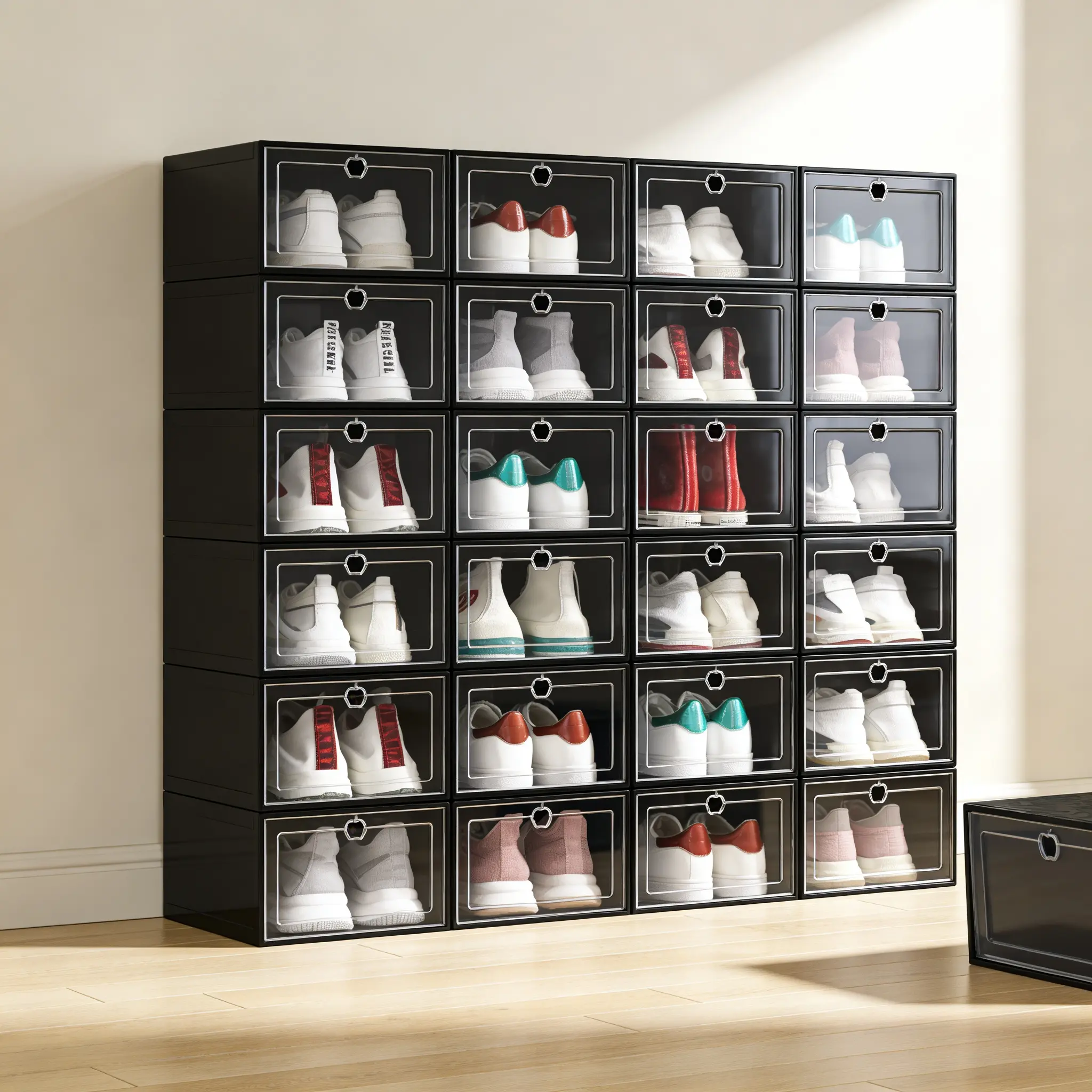 2026 new women's storage thickened transparent shoe box drawer type free combination, assemblable display container, men's and women's shoe storage box plastic shoe box Clear Shoe Organizer Shoe Storage System Clear Shoe Boxes
