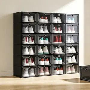2026 women's storage thickened transparent shoe box drawer type free combination Assemblable Display Container men's and women's shoe storage box plastic shoe box