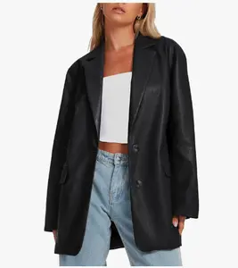 Womens Oversized Leather Faux Y2k Jackets Motorcycle Plus Size Moto Biker Coat Fall Outfits Fashion Clothes #Qwear