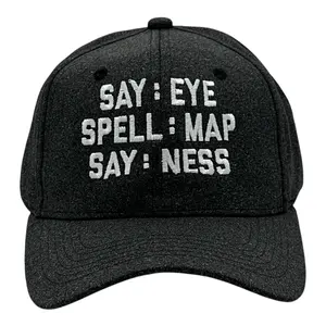 Say Eye Spell Map Say Ness Hat Funny Sarcastic Hidden Message Graphic Novelty Cap Funny Hats Funny Sarcastic  Novelty Caps for Men Black - Standard