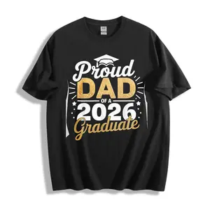 Casual Style Unisex T-Shirt Proud Dad Of A 2026 Graduate Design Perfect For Graduation Celebrations Summer Wear Ideal Gift For Fathers Of Graduates