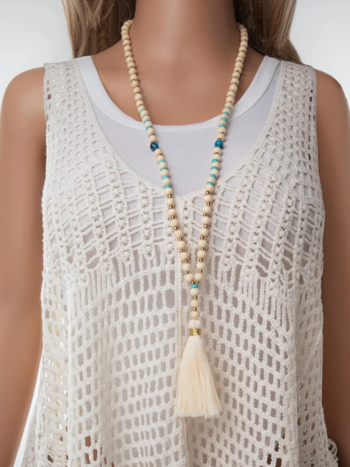 Boho Style Beaded & Tassel Decor Pendant Necklace, Vintage Trendy Pendant Necklace, Fashion Jewelry Accessories for Women & Men As Gift, Trendy Charms Necklace, Beach Boho Necklace, Beaded Necklaces