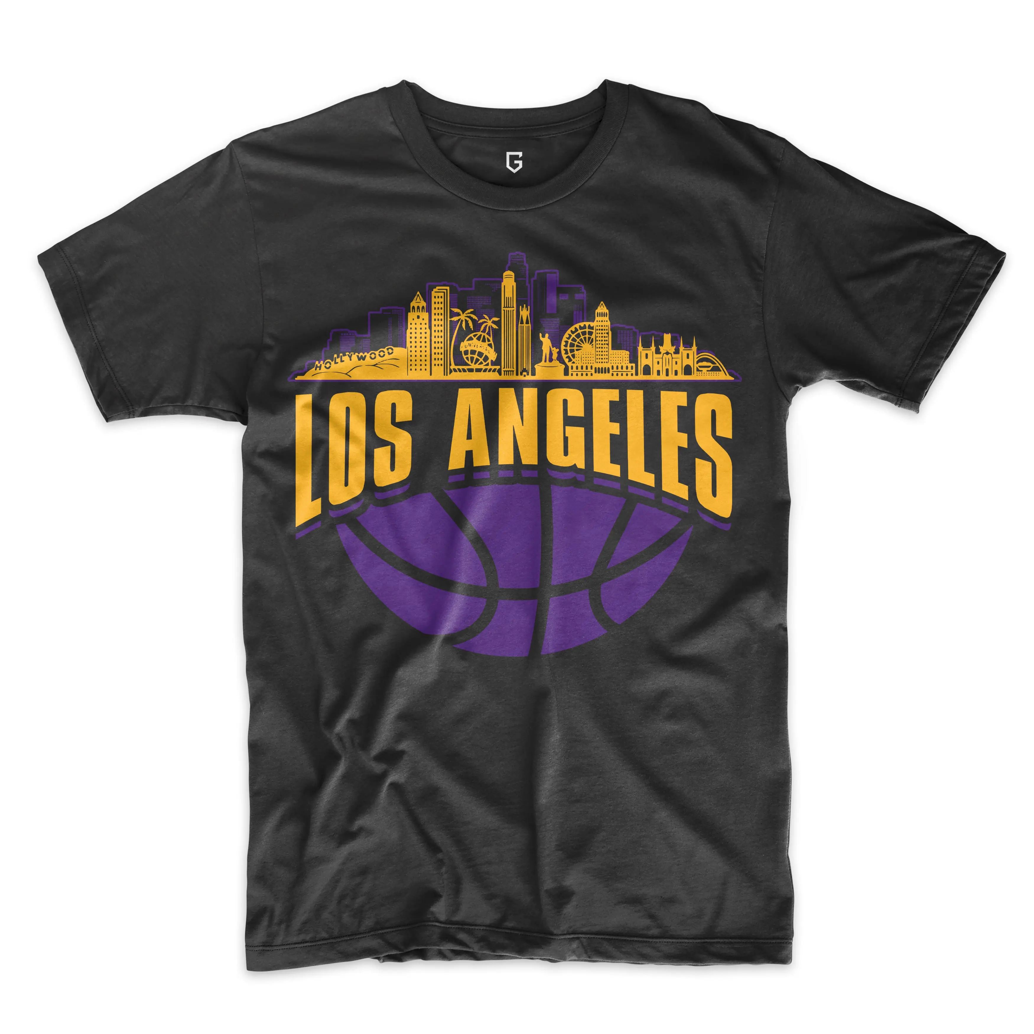 Los Angeles Lakers Basketball Skyline Men's T-Shirt