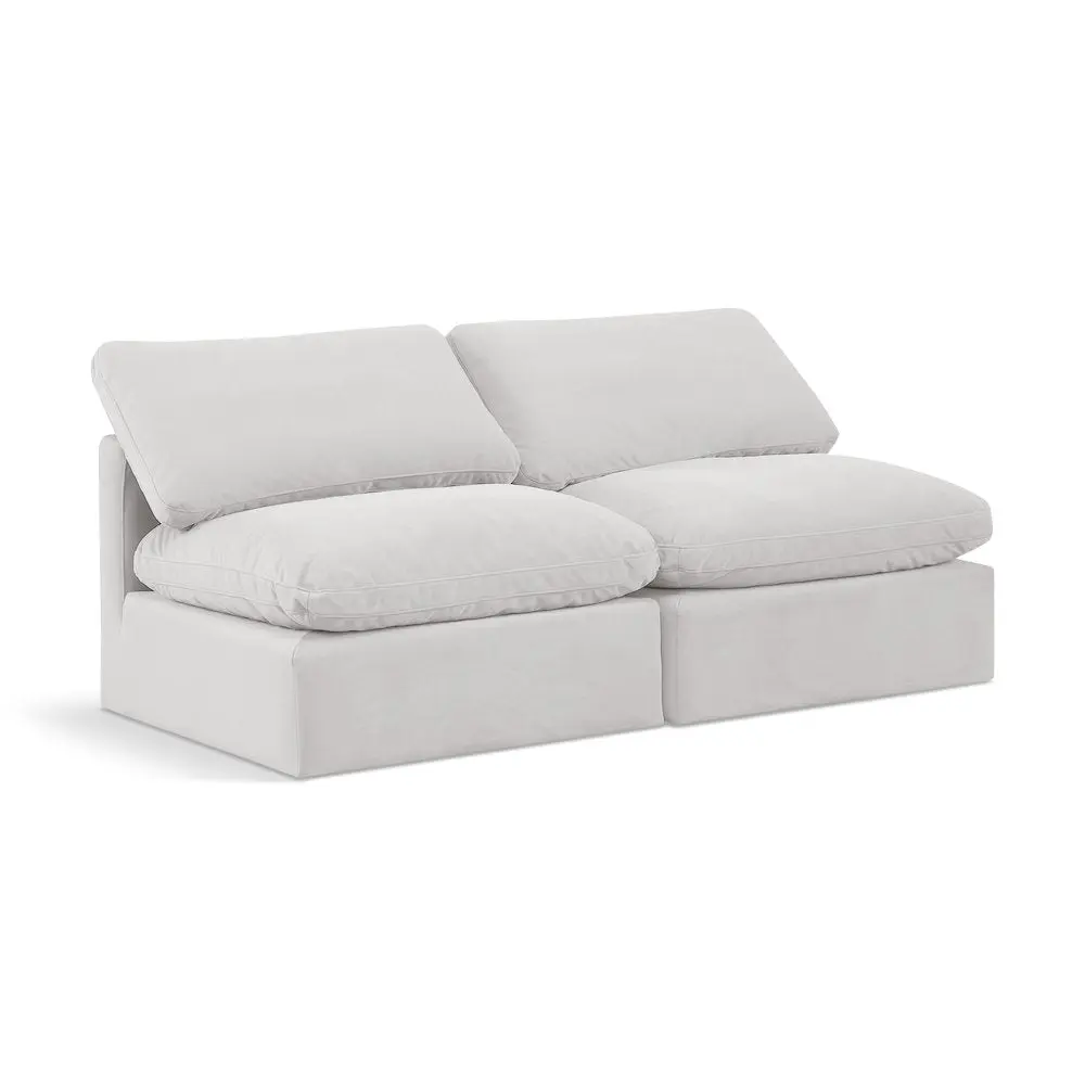 Cream Velvet Fabric Modular Sofa - Contemporary Home Decor Piece with Modular Setup, Unlimited Configuration Options for Indoor Living Spaces